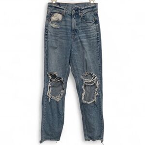 American Eagle Highest Rise Baggy Straight Blue Jeans Size 4